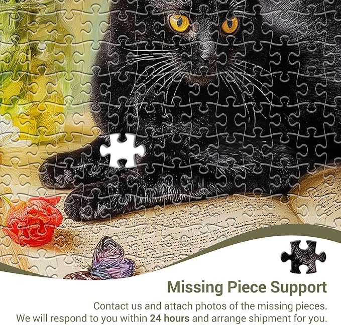 Cat on Book with Flowers Puzzles for Adults 1000 Pieces, Impossible Hard Difficult Challenging Jigsaw Puzzle 1000 Pieces, Christmas Birthday Gifts Home Decor for Adults/Friends/Family