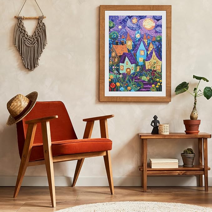 Jigsaw Puzzles for Adults 1000 Pieces, Stained Glass Art Difficult Challenging Unique Puzzle for Game Night Family Home Decor, 20x27 Inches, Glass House
