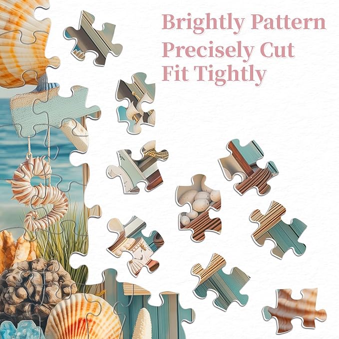 Seashells Puzzles for Adults 1000 Pieces, Beach Starfish Art Jigsaw Puzzles, Challenging Ocean Puzzle as Home Wall Art