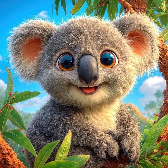 Adorable Koala 1000 Piece Puzzle for Adults - Cute Australian Wildlife Art, Eucalyptus Tree Scene, Poster & Lettered Back, 22.8" Square HD, Gift for Animal & Nature Lovers