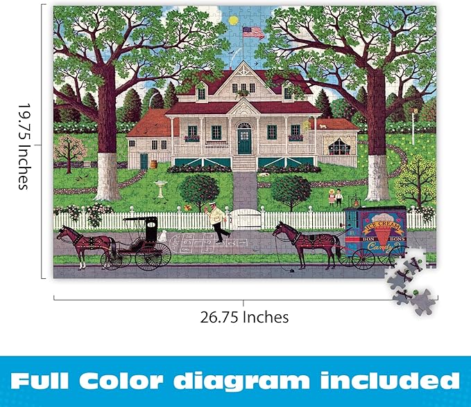 Buffalo Games Ice Cream and Hopscotch Jigsaw Puzzle – 1000 Piece Puzzle for Adults, Classic Americana Art by Charles Wysocki