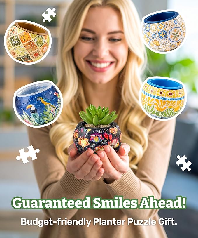 PieceRelax 3D Puzzle Planter 80 Pieces - The Dreamy Duck, Home Decor Flower Pots for Indoor Cactus, Succulents Pots [K1128]