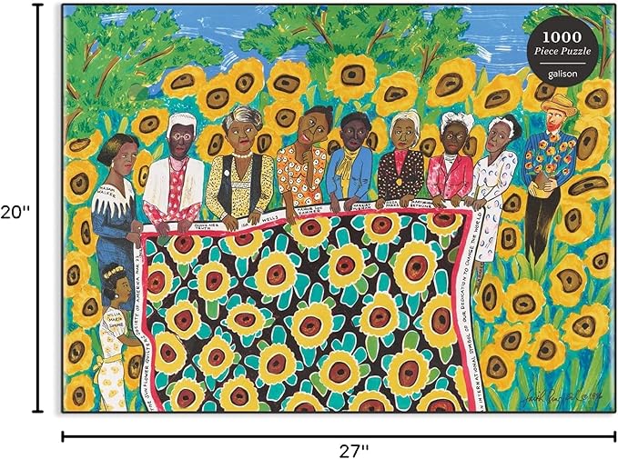 Galison Faith Ringgold The Sunflower Quilting Bee at Arles Puzzle, 1000 Pieces, 27” x 20” – Difficult Jigsaw Puzzle with Stunning & Colorful Artwork – Thick, Sturdy Pieces, Challenging Family Activity
