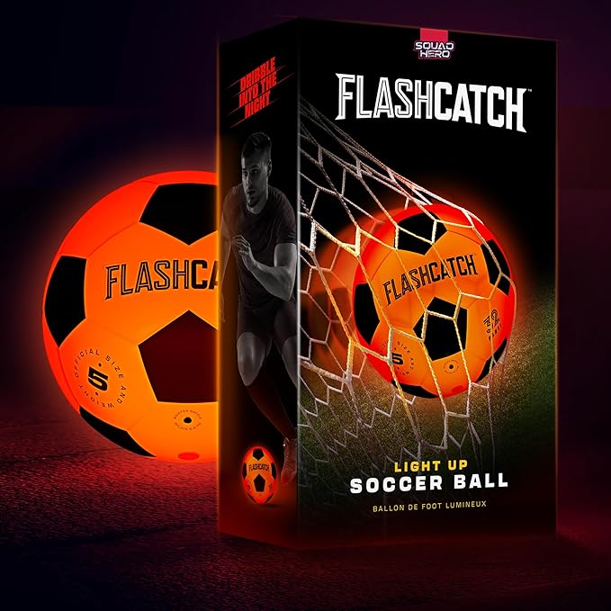 Light Up Soccer Ball - Glow in the Dark - NO 5 - Sports Gear Gifts for Boys & Girls 8-15+ Year Old - Kids, Teens Gift Birthday Ideas - Cool Boy Toys Ages 8 to 15 Glowing Night Activity
