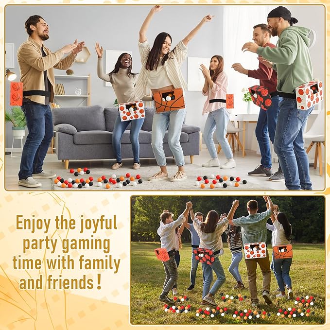 4 Set Basketball Party Favor Games Swing Shaking Ball Game Set Basketball Novelty Twerk Game, 40 Balls, Ribbon Cardboard Boxes Sport Games for Family Adult Large Group Sport Party Favors