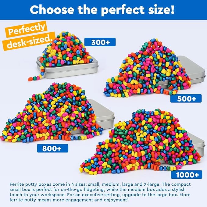 300+ Original Ferrite Putty Multicolr, Sensory Stones, Adult Fidget Stress Relief Desk & Office Item, Ferrite Stones Stocking Stuffers Gifts