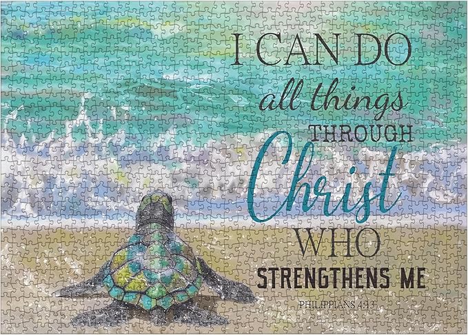 Beach Christian Turtle Puzzles for Adults 1000 Pieces, Religious Bible Catholic Jigsaw Puzzles, Nature Art Puzzles