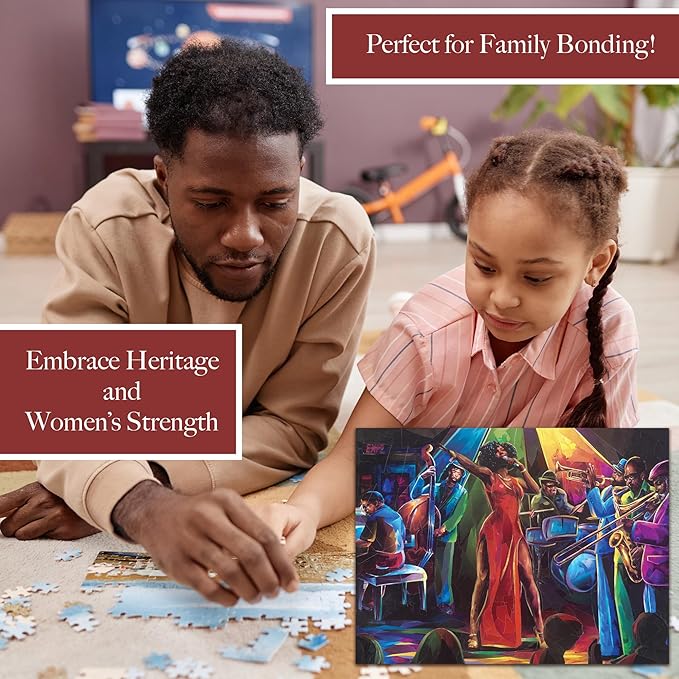 African American Expressions – 500-Piece Jigsaw Puzzle – Inspirational Black Art, Premium Quality for Relaxation and Reflection - Jazz Puzzle