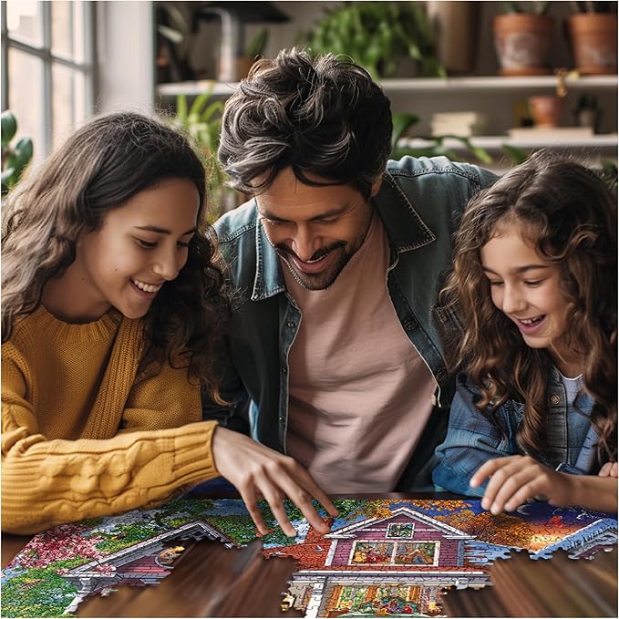 White Mountain 1000 Piece Jigsaw Puzzle Fun House Puzzles with Large Pieces Gift for Adults and Family 24"x30" - Four Season House