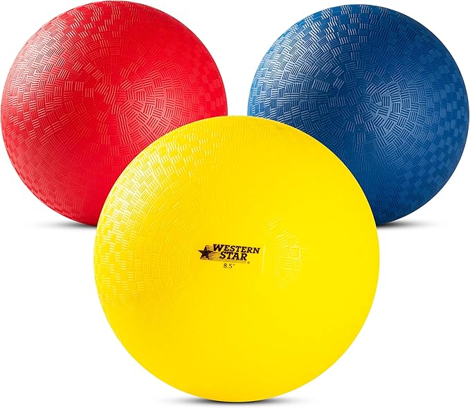 Western Playground Ball and Kick Ball - Extra Soft and Bouncy- 4 Colors - Medium & Large & Extra Large - Reliable Construction - for Kids, Toddlers, and More - No Fade Playground Balls