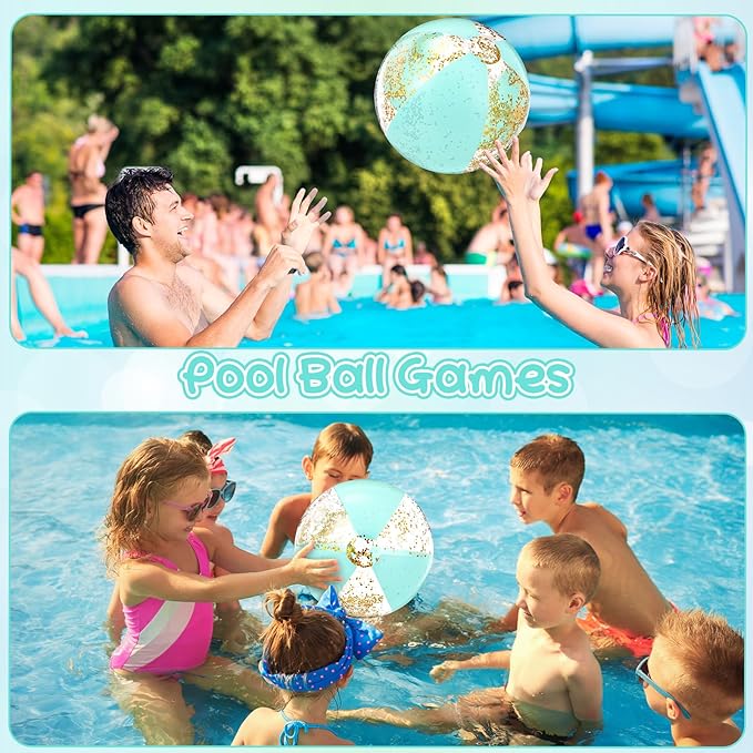 12 Pcs 16 Inch Inflatable Beach Balls Bulk Jumbo Pastel Inflatable Decorated Ball with Macaron Color PVC Party Ornaments for Summer Birthday Party Decoration(Green)