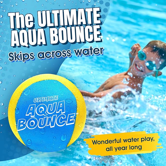 Activ Life Ultimate 2 Pack Larger 3” Water Skip Balls - Bouncing Balls for Swimming Pool & Beach Fun - Designs Include Baseball, Basketball, Volleyball, and Tennis for Kids, Friends, and Family