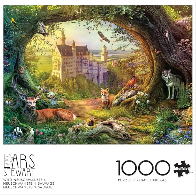 Buffalo Games – 1000 Piece Jigsaw Puzzle - Wild Neuschwanstein - Lars Stewart - Signature Collection Colorful Puzzle for Adults – Precision-Cut Pieces, Beautiful Artwork