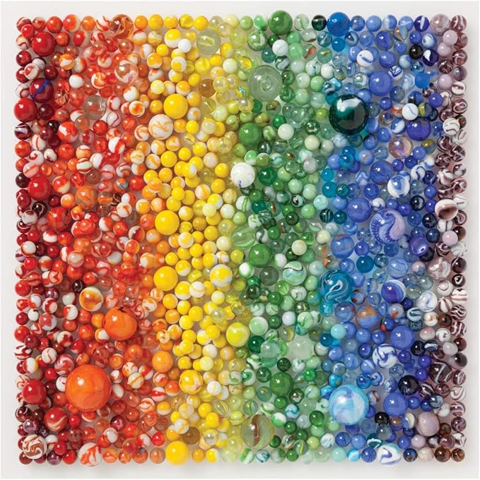 Galison 500 Piece Rainbow Marbles Jigsaw Puzzle for Families and Adults, Finished Puzzle is a Unique Rainbow Image, Photo Art Puzzle Includes Varying Colors and Sizes of Marbles