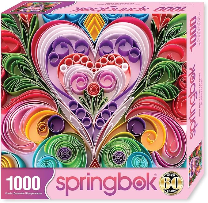 Springbok Paper Hearts 1000 Piece Puzzle for Adults - Features a Beautiful Cut Paper Heart Arrangment