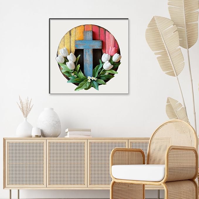 Pikoqunc Wooden Puzzles for Adults,201 Pieces 11.4x11.3 Inches,Tulip Cross Laser-Cut Jigsaw with Premium Smooth Wood Texture,Relaxing Art Puzzle Gift for Friends and Family in Exquisite Box