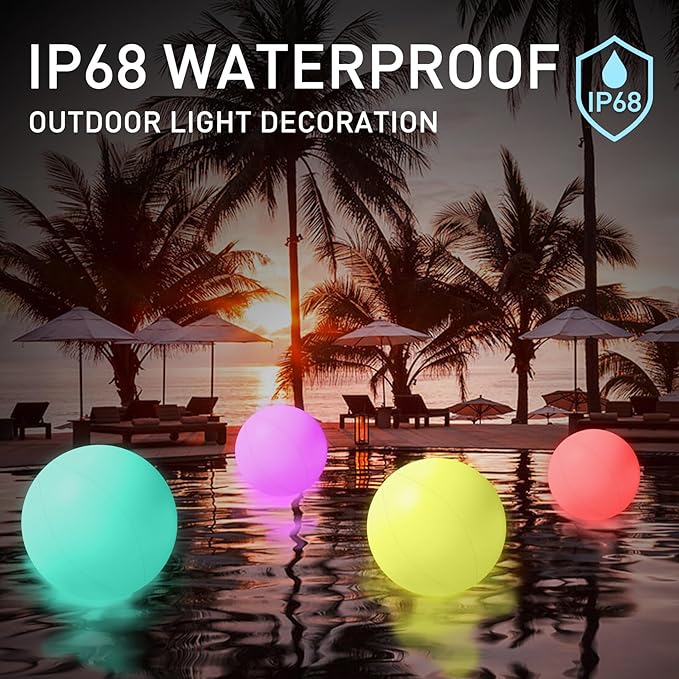 MIAOKE Pool Toys 16 Inch 8 Pack- 16 Lighting and 4 Modes LED Beach Ball with Remote Control,Suitable for Pool Games Night Summer Pool Party,Outdoor Everybody Family Games