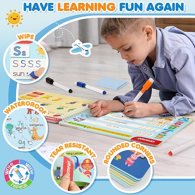 Preschool Learning Activities Kindergarten Workbooks, Toddler Alphabet Learning Educational Toys for 2 3 4 5 Year Old, Writing Practice Tracing Activity Books, Travel Toys,Learning Book Gifts for Kids