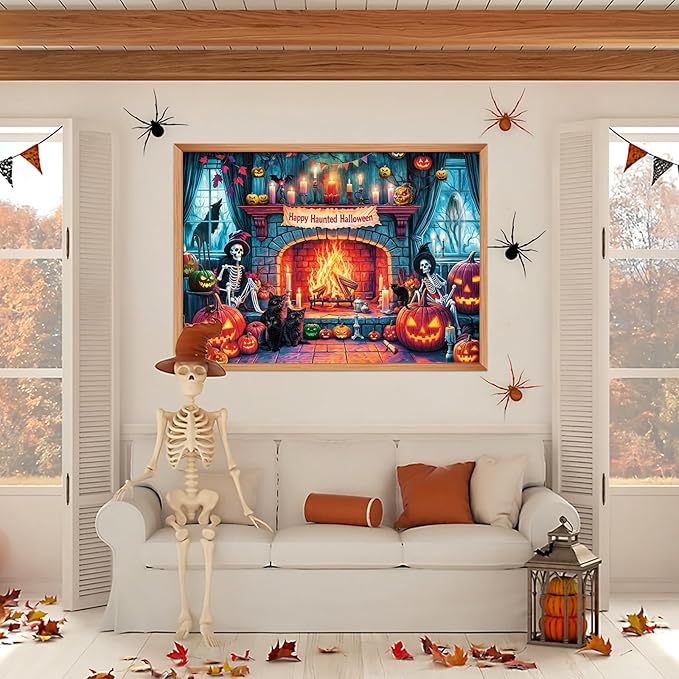 Halloween Night 1000 Piece Puzzle -Retro Horror Art- 1000 Pieces Jigsaw Puzzles for Adults - 1000 Piece Haunted Mansion Jigsaw Puzzle(27.6"x 19.7")