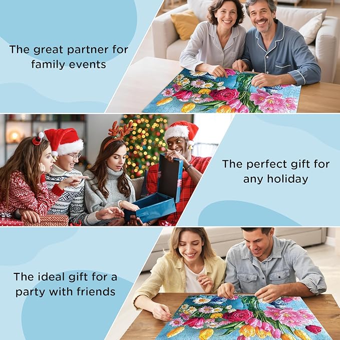 500 Piece Puzzle for Adults, Beautiful Flower Puzzles for Adults Senior, Age 12+, Tulip Rose Jigsaw Puzzles 500 Pieces, Challenging Puzzle Perfect Game Nights for Family Friend 20.5 X 15 Inches