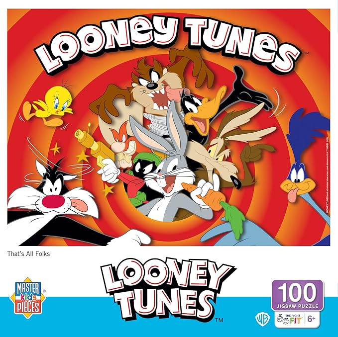 MasterPieces 100 Piece Jigsaw Puzzle for Kids - Looney Tunes - That's All Folks - 14"x19"