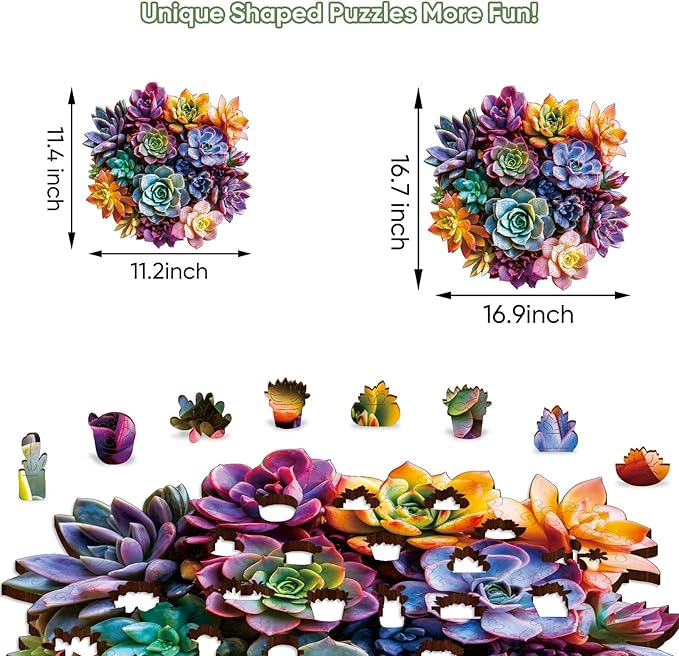 Bodhipnjoy 500 Pieces Puzzles for Adults, Succulent 5MM Thick Jigsaw Puzzle, Plant Unique Shaped Puzzle Gifts for Adults and Kids, Challenging Family Puzzle 16.7 * 16.9 inch