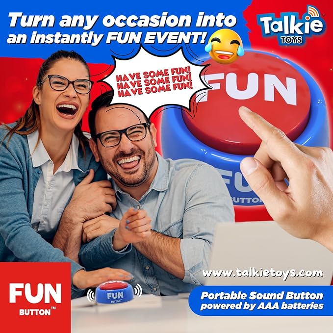 Talkie Toys Products Fun Button - Features Hilarious Fun Phrases – Talking Button for Stress Relief, Funny Gifts and More