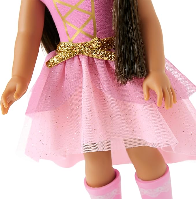 American Girl WellieWishers 14.5-inch Ashlyn Doll with Pink Leotard, Glitter Skirt, Headband, and Boots, For Ages 4+