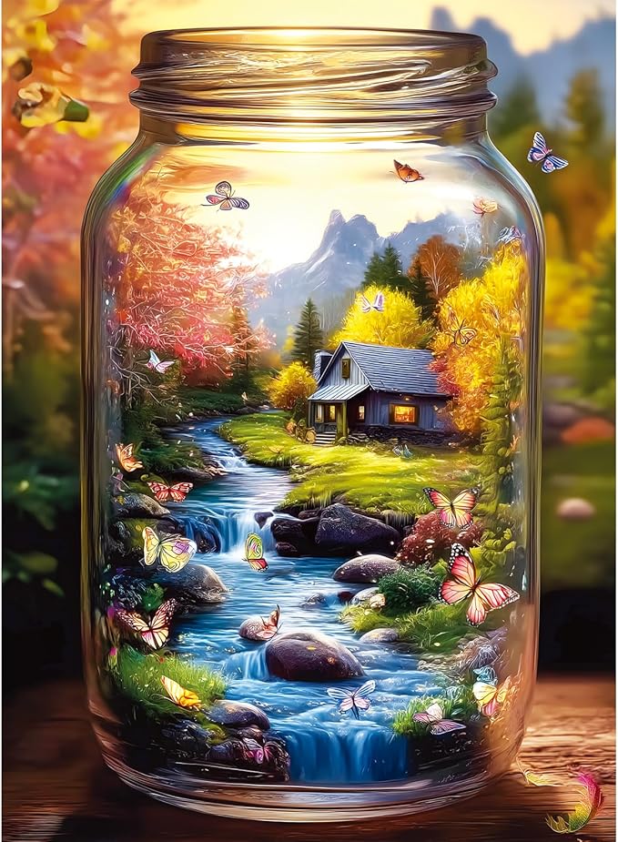 500 Piece Puzzle for Adult,World in Bottle Nature's Dream Puzzle for Adults Seniors,Recycled Paper Unique Funny Cool Jigsaw Puzzle,Challenging Family Game Gifts for Friends Men Women Seniors,20.5*15In