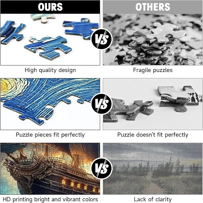 1000 Pieces Jigsaw Puzzles for Adults, Pirate Ship Ocean Adventure Puzzle with Letters on Back, 22.8×22.8 Inch Hard Difficult Challenging Adult Puzzle for Gift & Home Decor