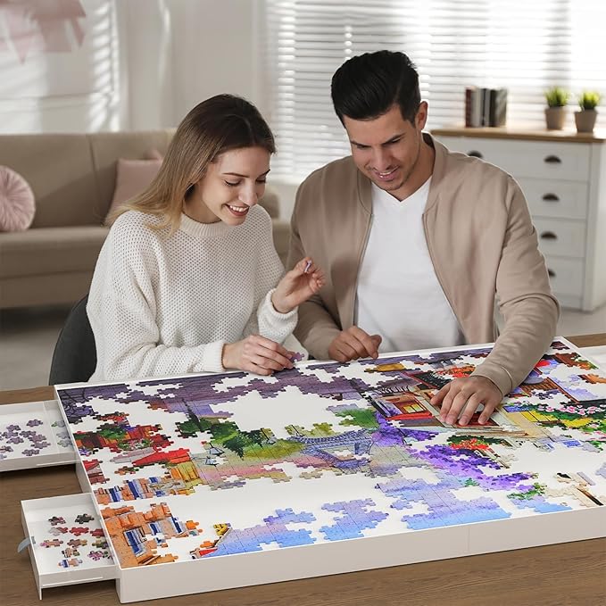1500 Pieces Puzzle Board with Drawers and Cover,35"x27"Portable Jigsaw Puzzle Table for Adults Puzzle Tables with Drawers