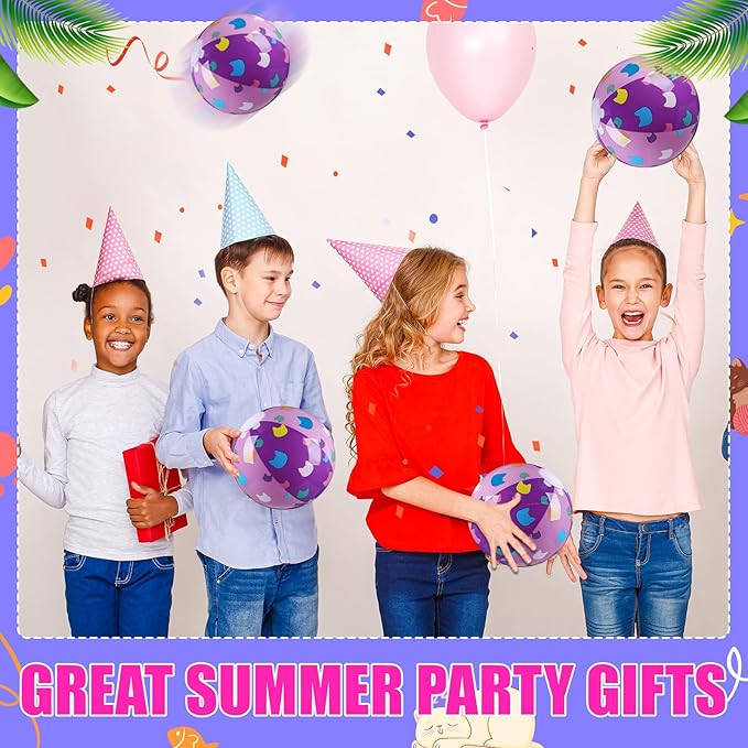 Soulchen Cartoon Cat Themed Beach Balls 7.87" Purple and Pink Cat Inflatable Beach Ball Bulk Cartoon Birthday Party Supplies for Summer Pool Water Game Gifts End of The Year Party Decoration