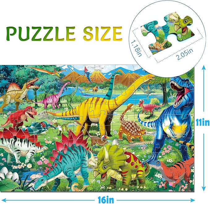 100 Piece Puzzles for Kids Ages 4-6 6-8 8-10, 100 Piece Dinosaur Learning Educational Jigsaw Puzzles, Kids Puzzles Ages 5-8 Gifts for Girls Boys - Every Piece is Unique