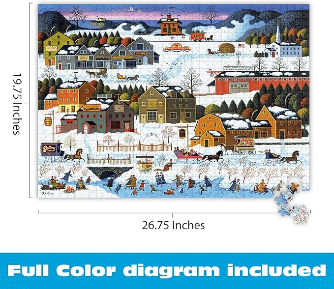 Buffalo Games – Charles Wysocki - Hickory Haven Canal - 1000 Piece Christmas Jigsaw Puzzle - Festive, Holiday Puzzles for Adults – Precision-Cut Pieces, Winter Artwork, Relaxing Fun