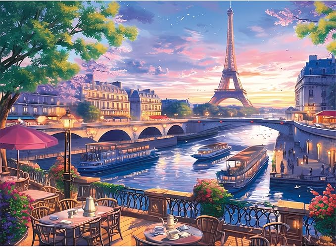300 Piece Puzzle for Adults-Blooming Paris | Recycled Cardboar Jigsaw Puzzles 300 Pieces | Challenging Family Activity Great Gift Idea for Family Friends | Difficult Puzzles Size 20.5X 15 inches
