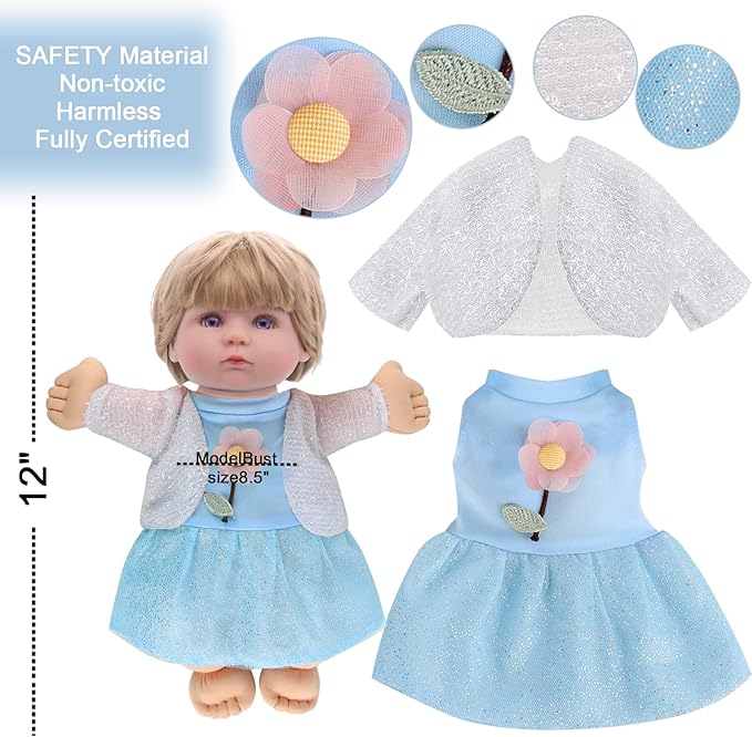 Alive-Baby Doll Clothes and Accessories - 6 Sets for 12 Inch Dolls - Dress, Pajamas, Lovely Outfits for Christmas, Birthday