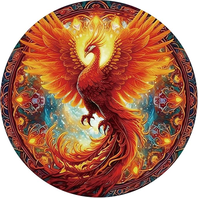 1000 Piece Puzzle for Adult, Phoenix Jigsaw Puzzle 1000 Pieces, Impossible Challenging Fun Puzzle for Adult, Round 26.6 x 26.6 Inch Unique Difficulty Puzzle for Birthday Gift