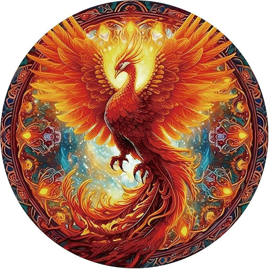 1000 Piece Puzzle for Adult, Phoenix Jigsaw Puzzle 1000 Pieces, Impossible Challenging Fun Puzzle for Adult, Round 26.6 x 26.6 Inch Unique Difficulty Puzzle for Birthday Gift