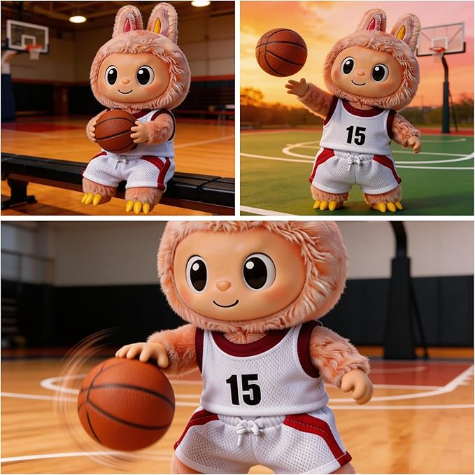 Sports-Themed Basketball 3-Piece Set,is Suitable for a 17cm Dolls, Dolls Clothing Accessories (NO.15 - Red&White)【 Key Point 】 ：Only Clothes, no Dolls.