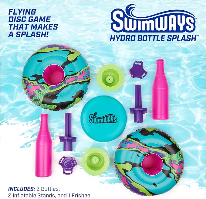 SwimWays Hydro Bottle Splash, Pool Toys for Kids and Adults, Throwing Disc Swimming Pool Game, Outdoor Toys for Kids Aged 5 & Up