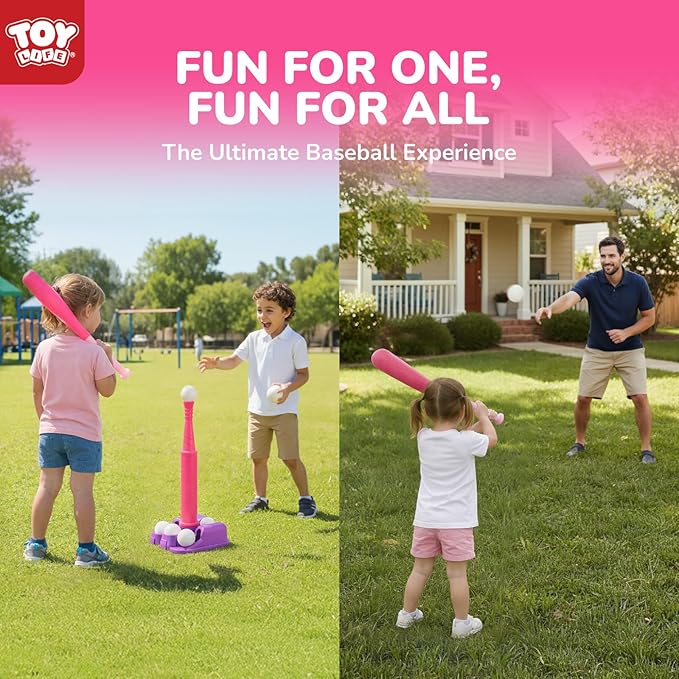 TOY Life T Ball Set for Kids 3-5 5-8, Toddler Baseball Set for Girls, T Ball Stand Sets, Tball Bating Tee Outdoor Indoor Toys for Toddler Girls