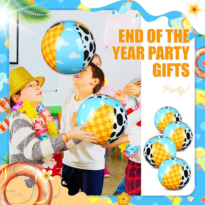 4 Pack Cartoon Story Themed Beach Balls 11.8" Inflatable Ball Bulk for Summer Pool and Beach Game Gifts Cartoon Story Birthday Party Favors Supplies and End of The Year Class Decoration