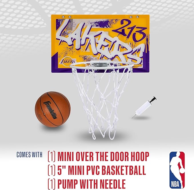 Franklin Sports NBA Team Over the Door Basketball Hoops - Kids Indoor Mini Basketball Hoop + Ball Set - NBA Fan Mini Hoops