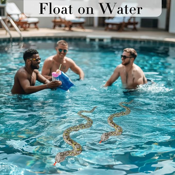 Inflatable Snakes for Pool, 4 Pcs Blow Up Fake Snakes Animals Pool Floats, Large Inflatable Fake Snake for Garden Pools Lawn Plants Party Favors Halloween Decoration, Prank Keep Ducks Out