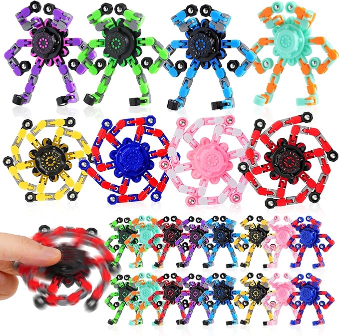 Easter Basket Stuffers for Boys,24PCS Transformable Fidget Spinners,Easter Fidget Party Favors,Easter Egg fillers Sensory Bulk Robot Fidget Stress Relief Toys for Kids Boys Girls 8-12