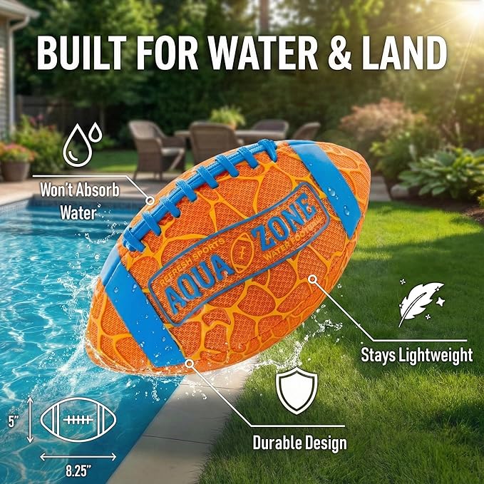Water Football for Pool & Beach - Best Pool Toys for Kids All Ages - Easy Grip & Soft to Catch Footballs - Fun Outdoor Games Sports Toy - Easter Gifts for Boys 5 6 7 8 9 10 11 12 + Year Old Boy & Girl