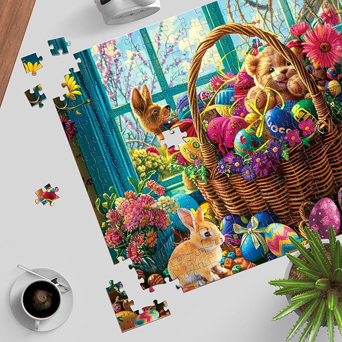Puzzles for Adults 1000 Pieces, Jigsaw Puzzle for Adults, Fun Challenging Puzzle, A Basket of Easter Egg Wonders Puzzles Game, Interlock Perfectly No Dust, Gifts for Easter Earth Day