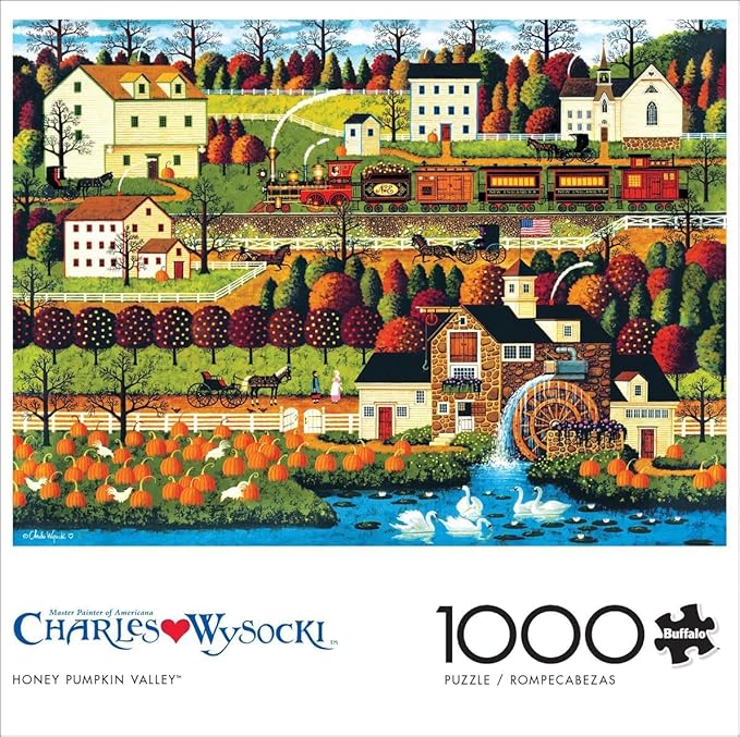 Buffalo Games – Charles Wysocki - Honey Pumpkin Valley - 1000 Piece Fall Jigsaw Puzzle - Festive Puzzle for Adults – Precision-Cut Pieces, Autumn Artwork and Hours of Relaxing Fun