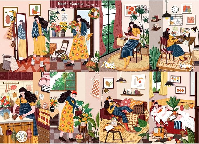 1000 Piece Puzzles for Adults,Relaxing Day Jigsaw Puzzle 1000 Pieces for Adults Seniors,Challenging Family Games Holiday Party Gifts -1:1 Poster Interlock Perfectly Letter on Back