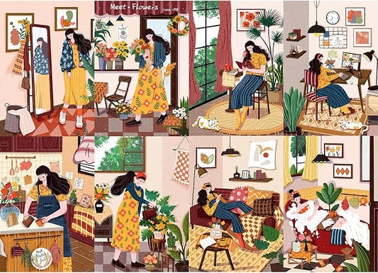 1000 Piece Puzzles for Adults,Relaxing Day Jigsaw Puzzle 1000 Pieces for Adults Seniors,Challenging Family Games Holiday Party Gifts -1:1 Poster Interlock Perfectly Letter on Back